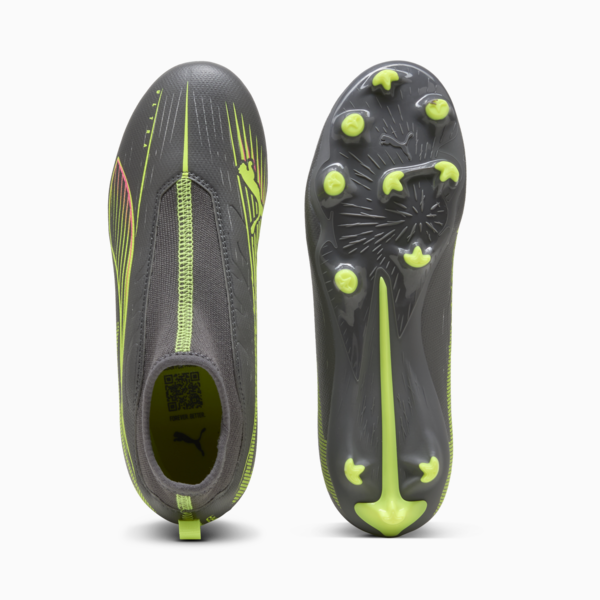 Botines de fútbol ULTRA 5 MATCH+ FG/AG juvenil, Matte Aged Silver-Yellow Alert-Puma Aged Silver, large-ARG