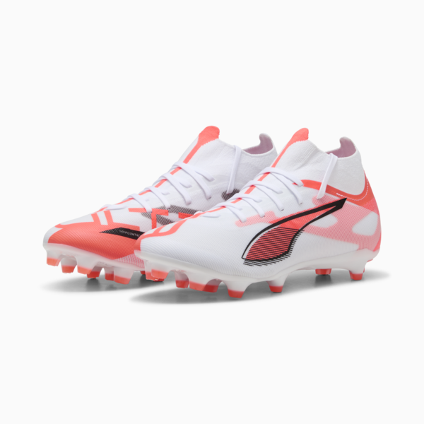 Botines de fútbol ULTRA 5 MATCH+ FG/AG para mujer, PUMA White-PUMA Black-Glowing Red, large-ARG