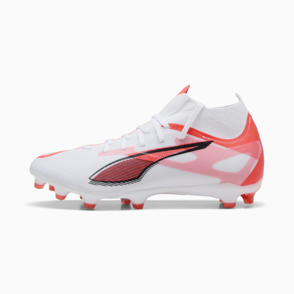 Botines de fútbol ULTRA 5 MATCH+ FG/AG para mujer, PUMA White-PUMA Black-Glowing Red, large-ARG