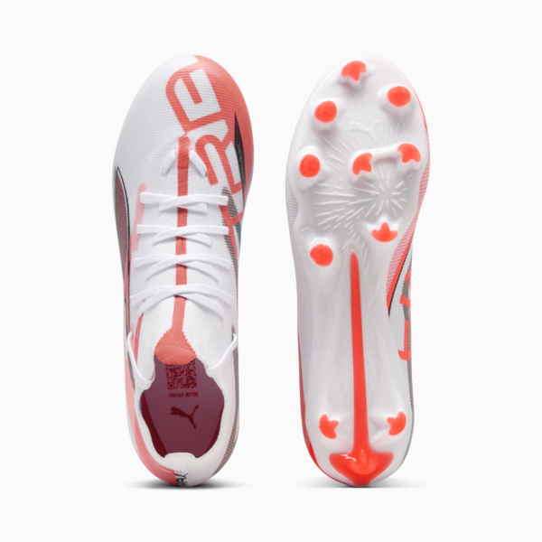 Botines de fútbol ULTRA 5 MATCH+ FG/AG para mujer, PUMA White-PUMA Black-Glowing Red, large-ARG