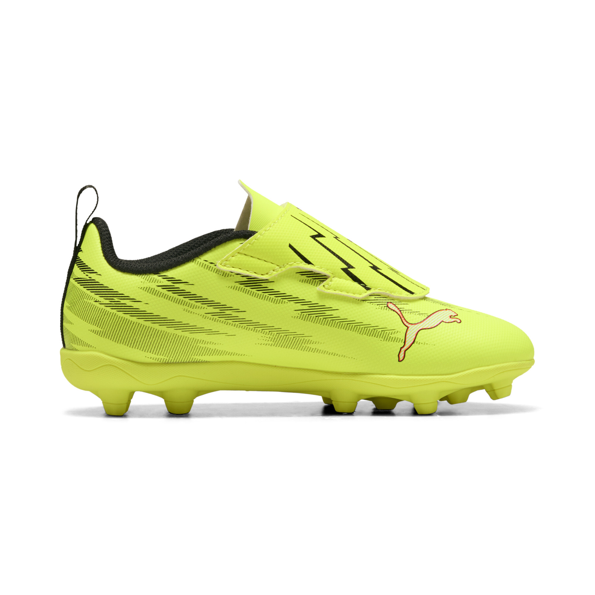 PUMA ULTRA 6 PLAY FG/AG voetbalschoenen, Zwart/Rood/Geel, Maat 31 thumbnail 3