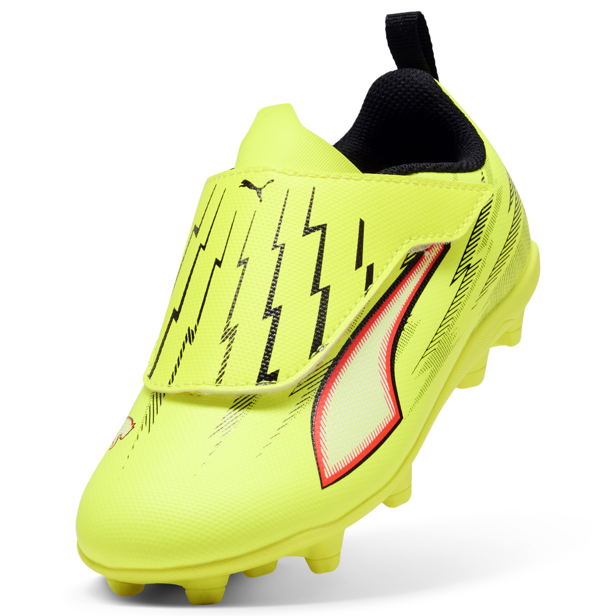 PUMA ULTRA 6 PLAY FG/AG voetbalschoenen, Zwart/Rood/Geel, Maat 31 thumbnail 2