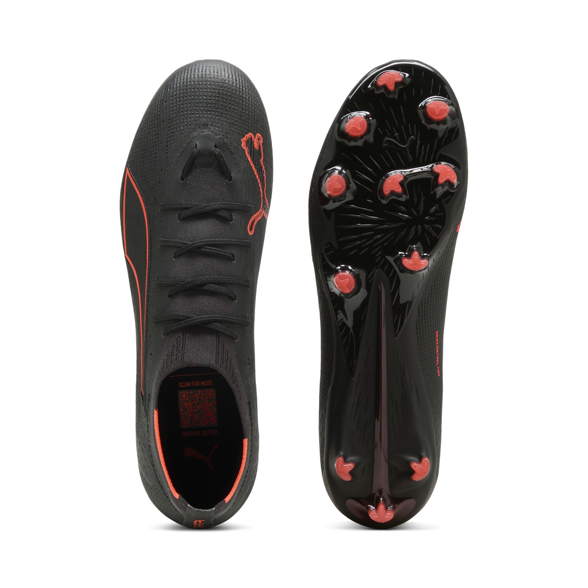 PUMA ULTRA 6 PRO FG uniseks voetbalschoenen, Zwart/Rood, Maat 40,5 thumbnail 4