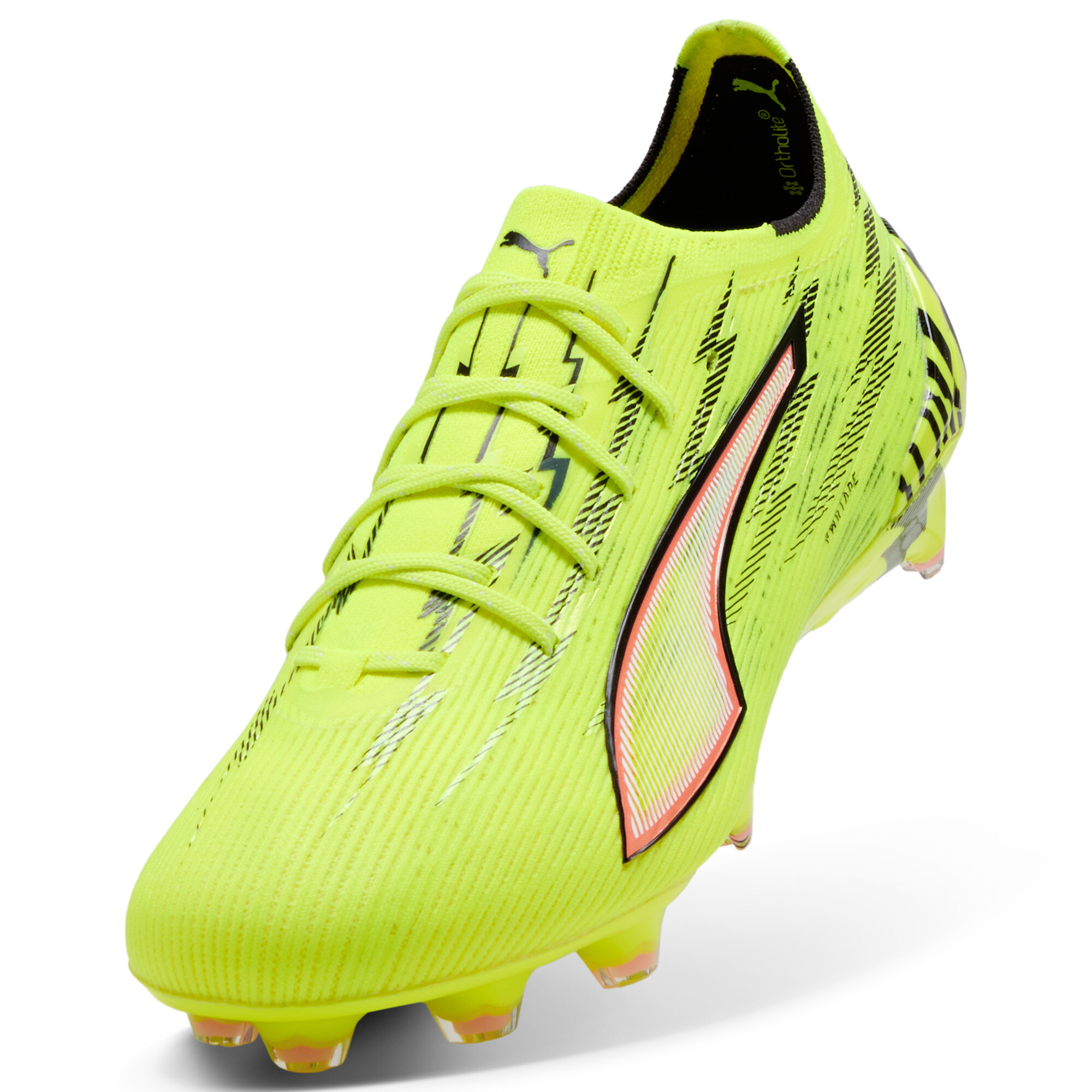 PUMA ULTRA 6 ULTIMATE FG voetbalschoenen voor Dames, Zwart/Rood/Geel, Maat 38 thumbnail 3