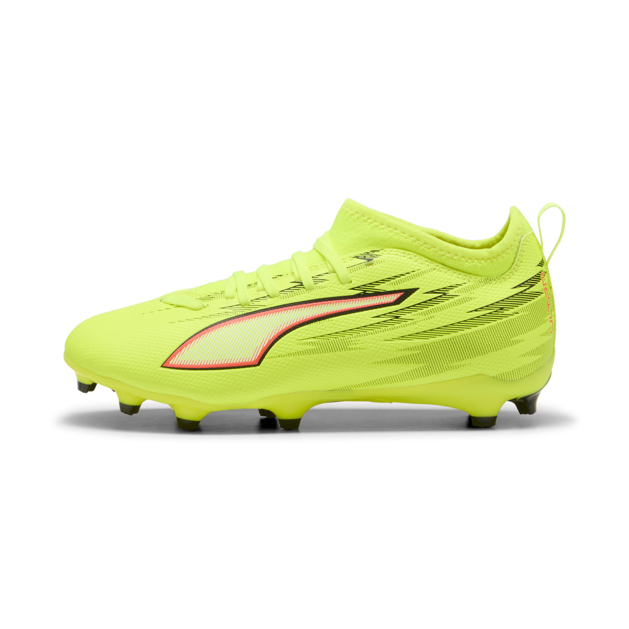 PUMA ULTRA 6 MATCH FG/AG voetbalschoenen, Zwart/Rood/Geel, Maat 34