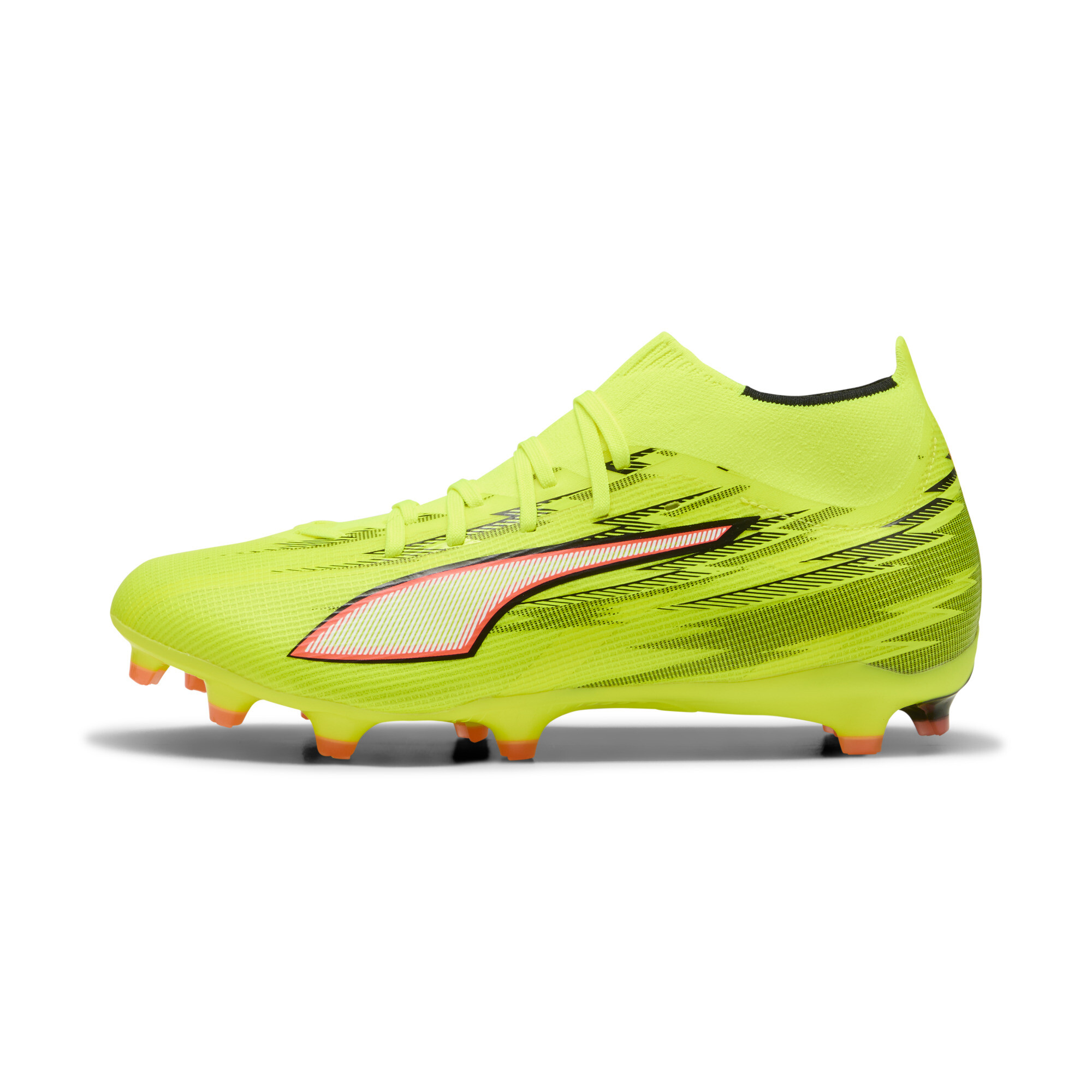 PUMA ULTRA 6 MATCH+ FG/AG uniseks voetbalschoenen, Zwart/Rood/Geel, Maat 44,5