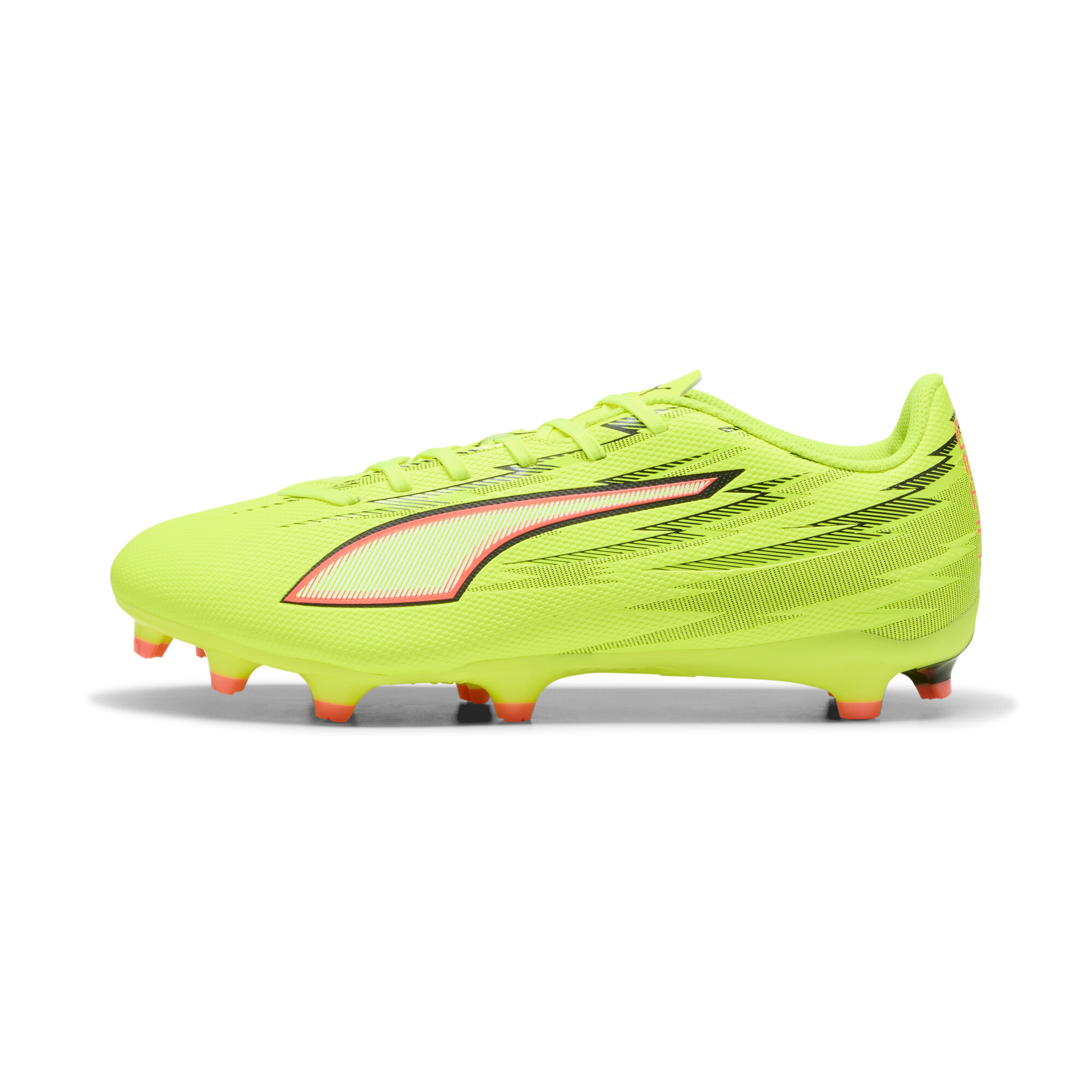 PUMA ULTRA 6 PLAY FG/AG voetbalschoenen uniseks, Zwart/Rood/Geel, Maat 43