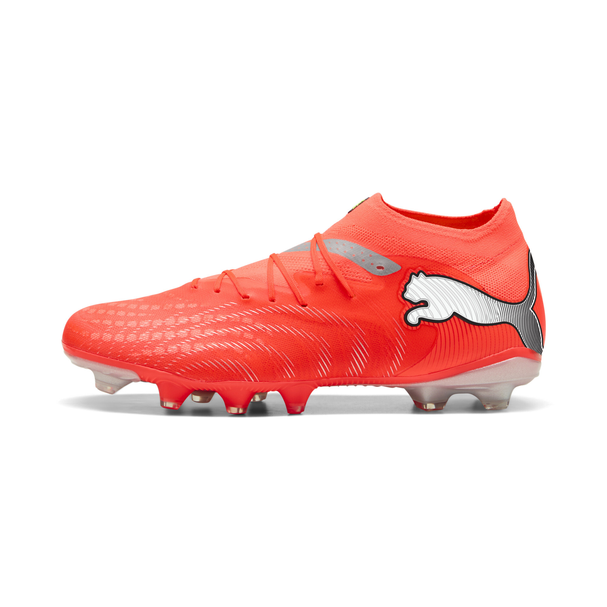 PUMA FUTURE 9 PRO FG/AG uniseks voetbalschoenen, Zwart/Rood/Wit, Maat 43