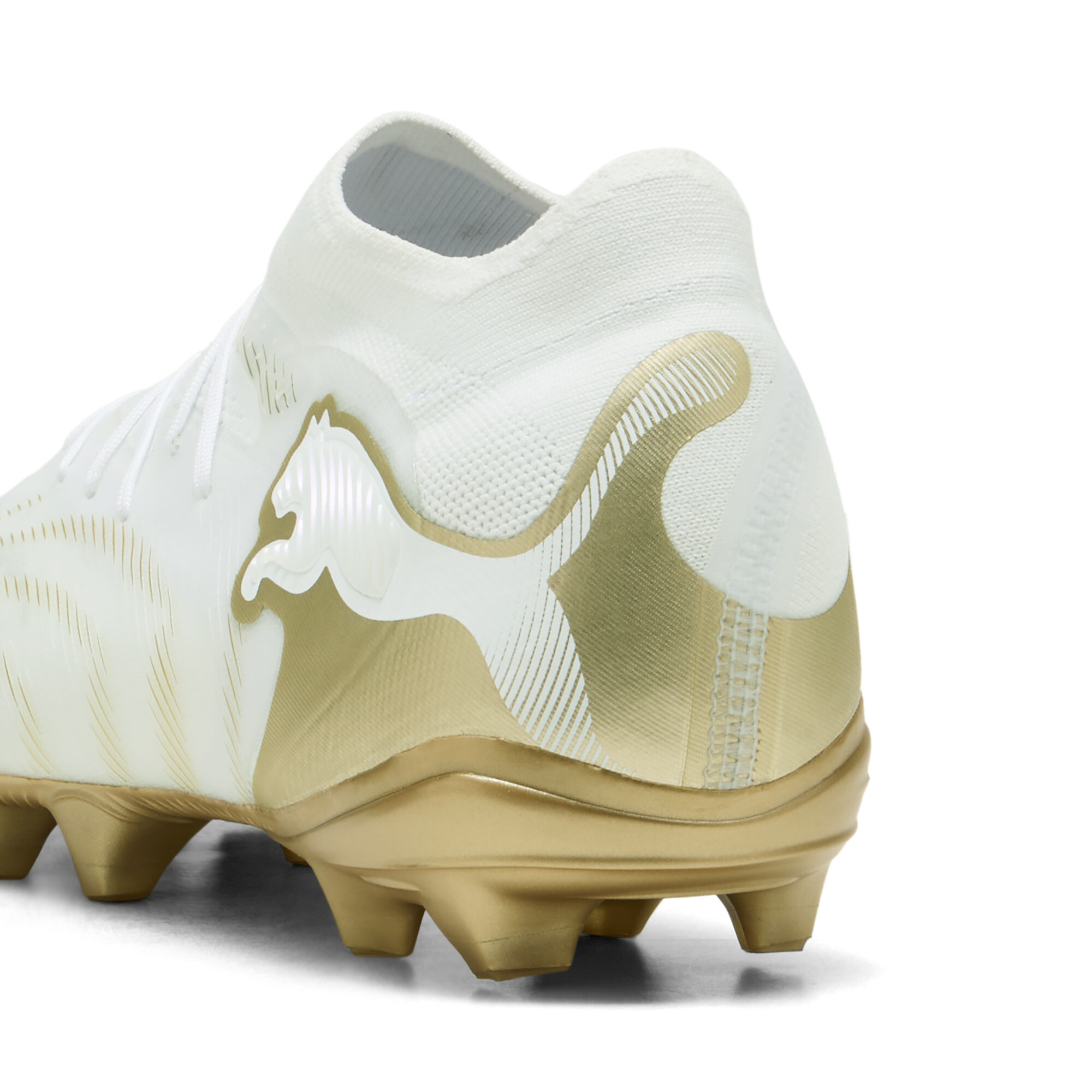 PUMA FUTURE 9 PRO FG/AG uniseks voetbalschoenen, Zwart/Wit/Goud, Maat 42 thumbnail 5