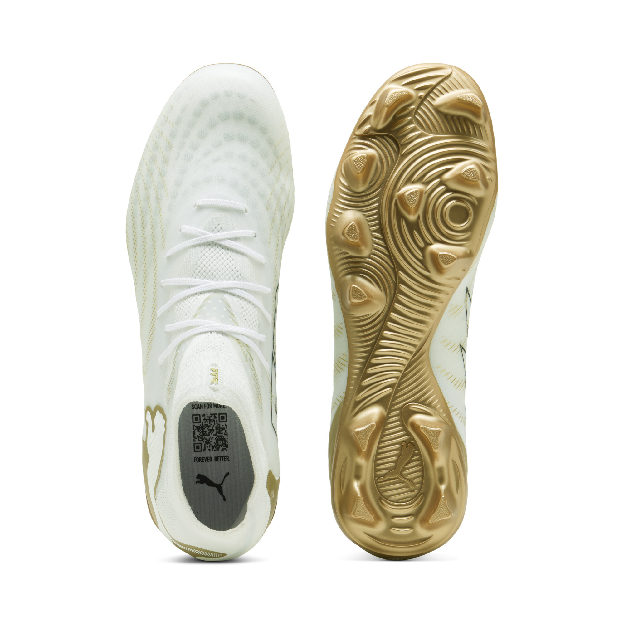 PUMA FUTURE 9 PRO FG/AG uniseks voetbalschoenen, Zwart/Wit/Goud, Maat 42 thumbnail 4