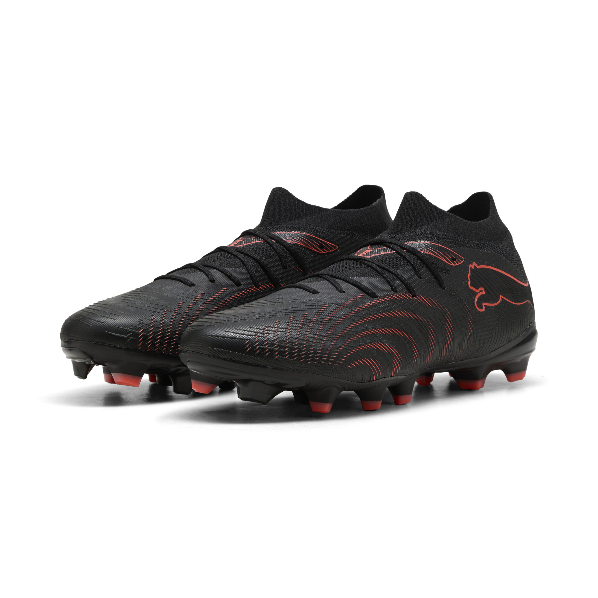 PUMA FUTURE 9 MATCH FG/AG uniseks voetbalschoenen, Zwart/Grijs/Rood, Maat 44,5 thumbnail 6