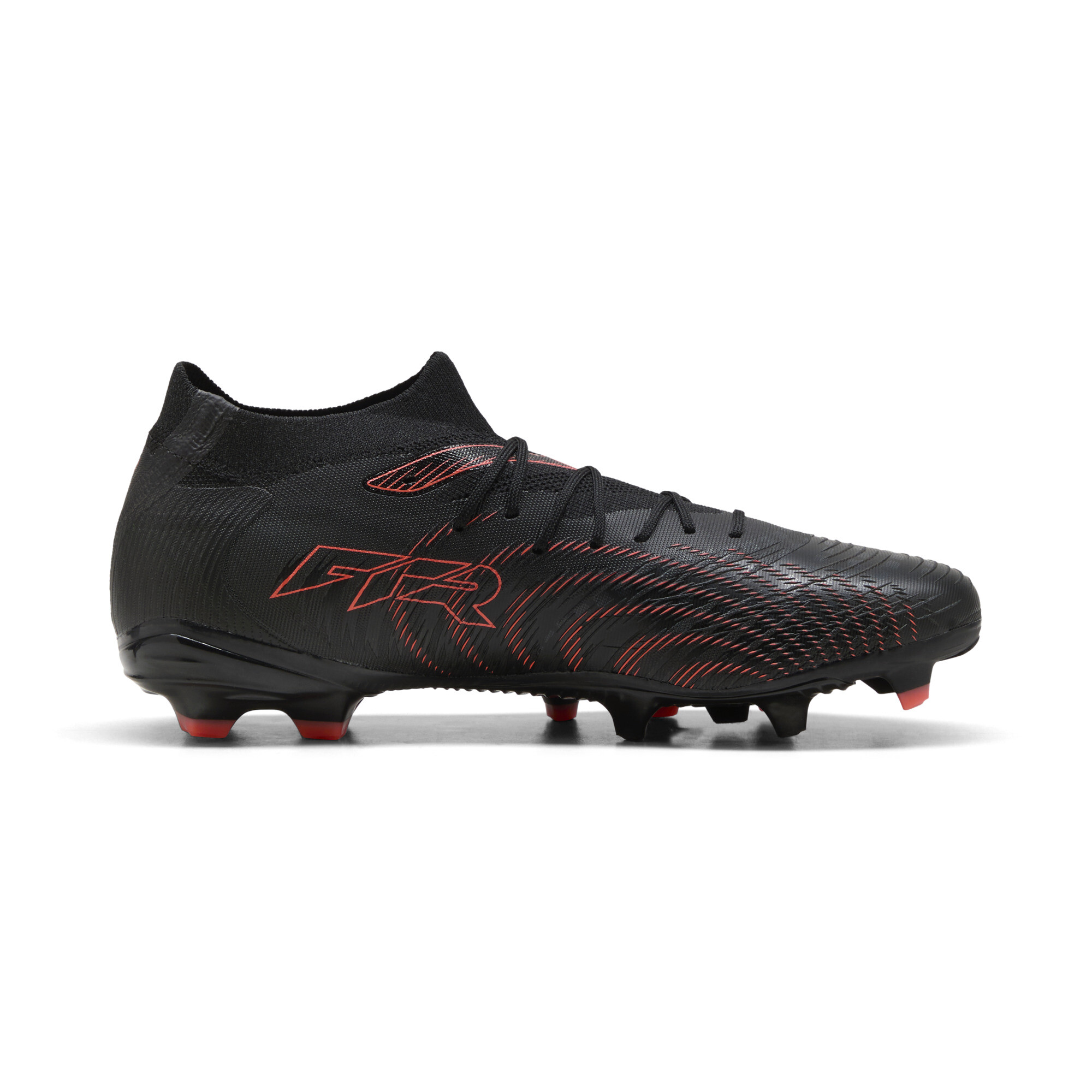 PUMA FUTURE 9 MATCH FG/AG uniseks voetbalschoenen, Zwart/Grijs/Rood, Maat 44,5 thumbnail 3