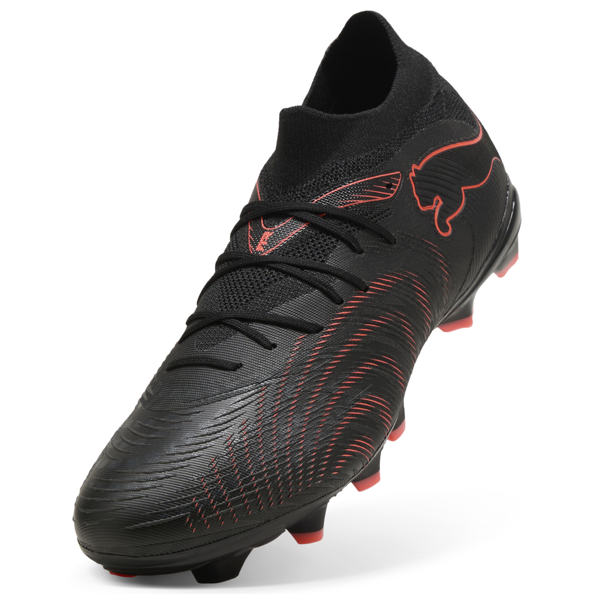 PUMA FUTURE 9 MATCH FG/AG uniseks voetbalschoenen, Zwart/Grijs/Rood, Maat 44,5 thumbnail 2