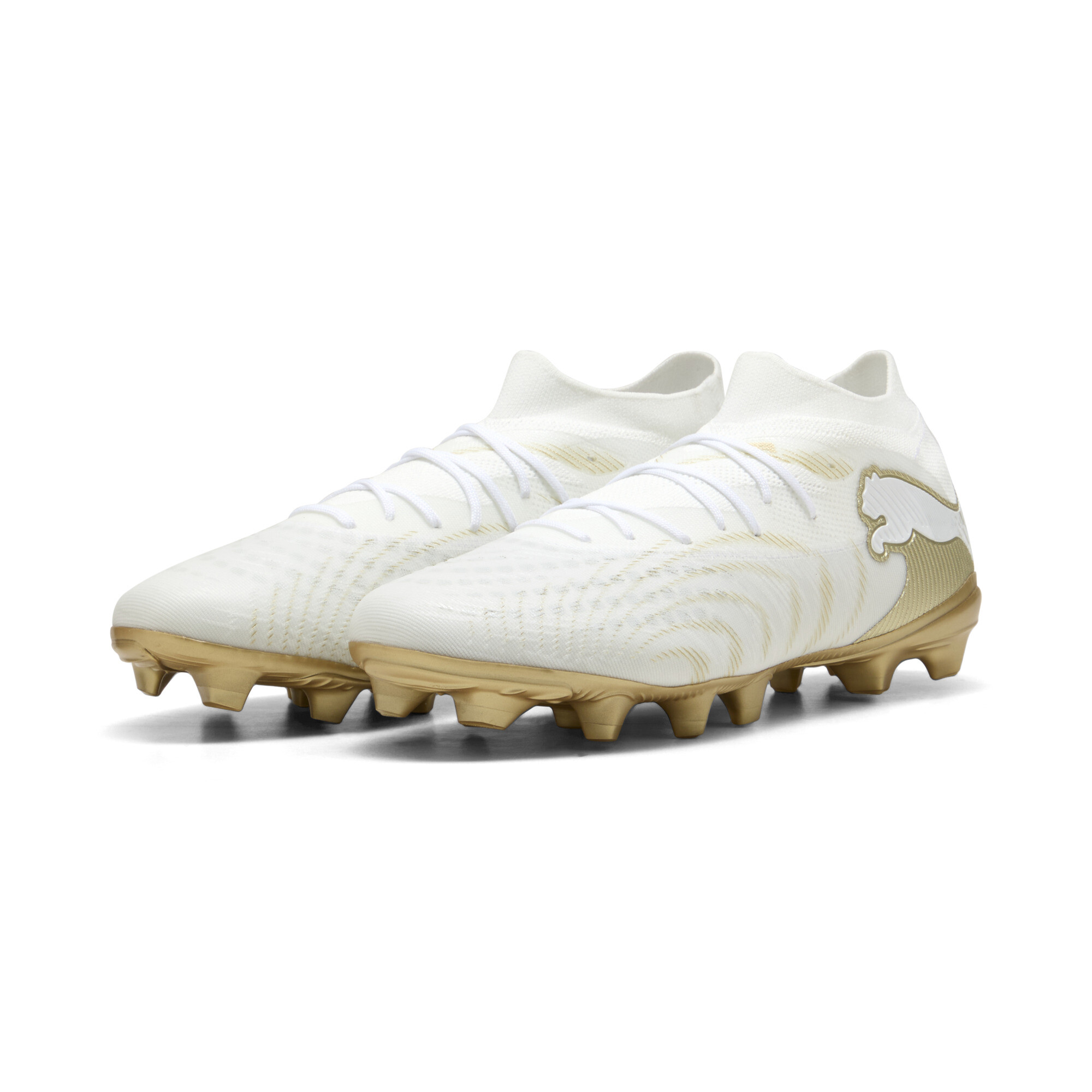 PUMA FUTURE 9 MATCH FG/AG uniseks voetbalschoenen, Zwart/Wit/Goud, Maat 48 thumbnail 6