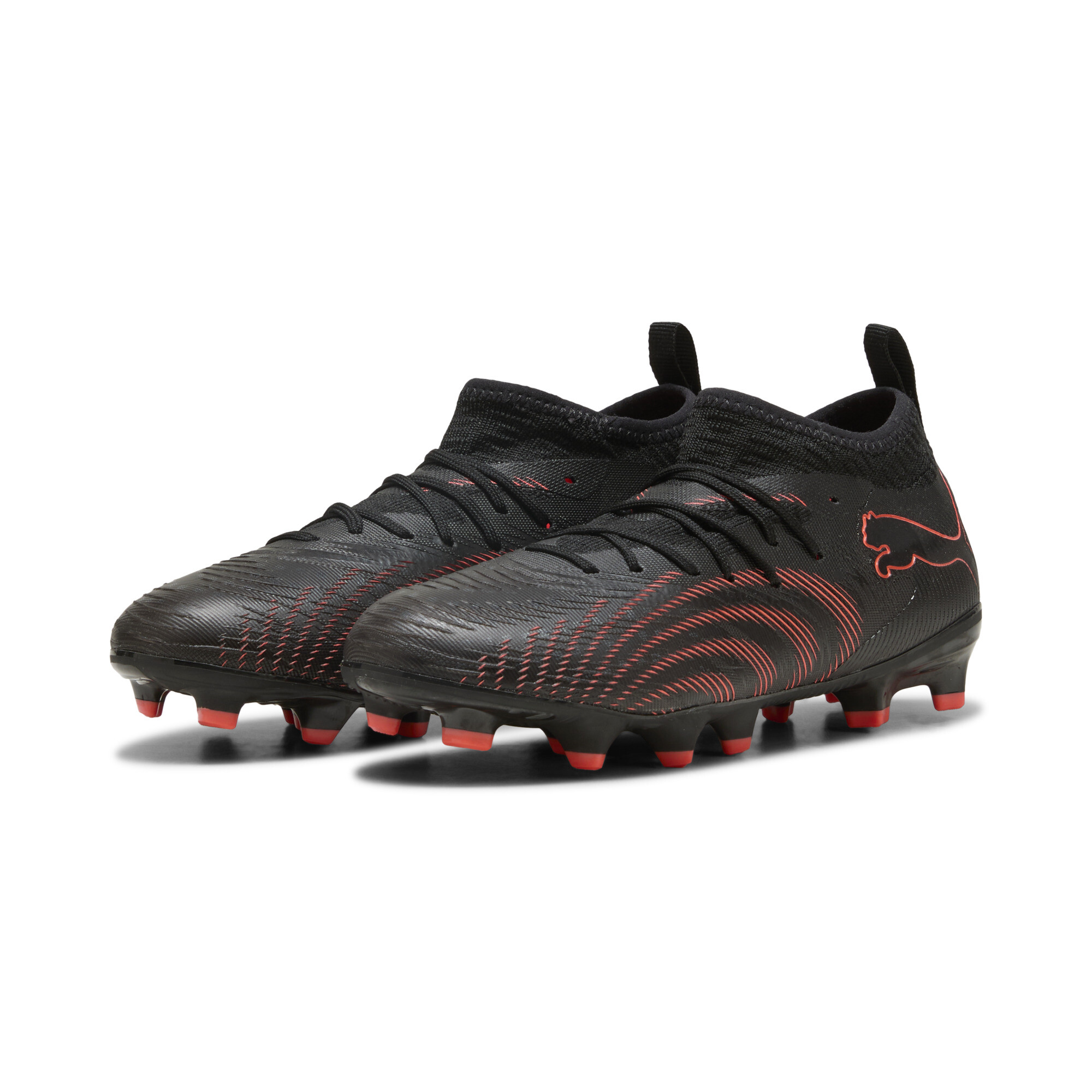 PUMA FUTURE 9 MATCH FG/AG voetbalschoenen, Zwart/Grijs/Rood, Maat 32,5 thumbnail 6