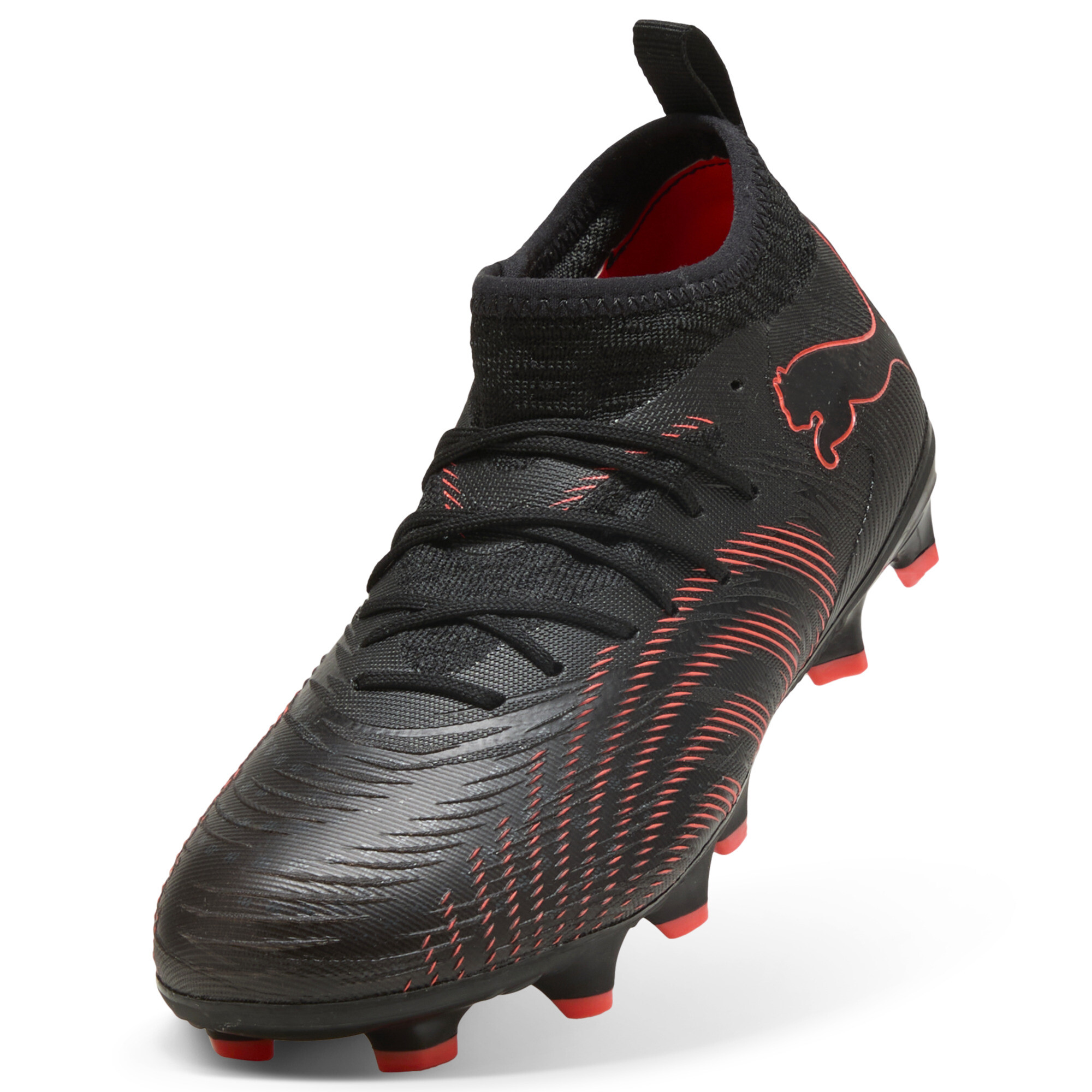 PUMA FUTURE 9 MATCH FG/AG voetbalschoenen, Zwart/Grijs/Rood, Maat 32,5 thumbnail 2
