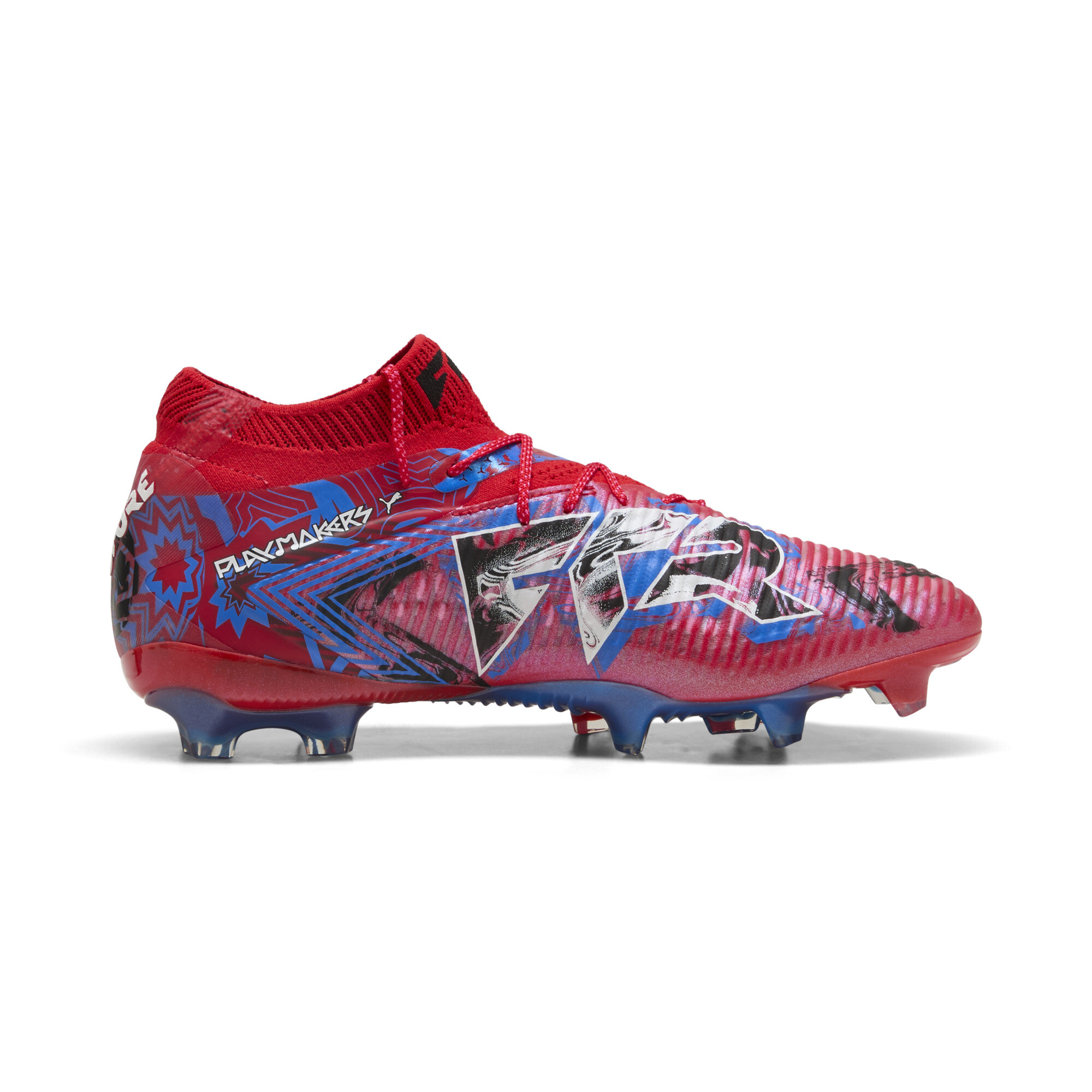 PUMA FUTURE 8 ULTIMATE PLAYMAKERS FG uniseks voetbalschoenen, Blauw/Zwart/Rood, Maat 42,5 thumbnail 4