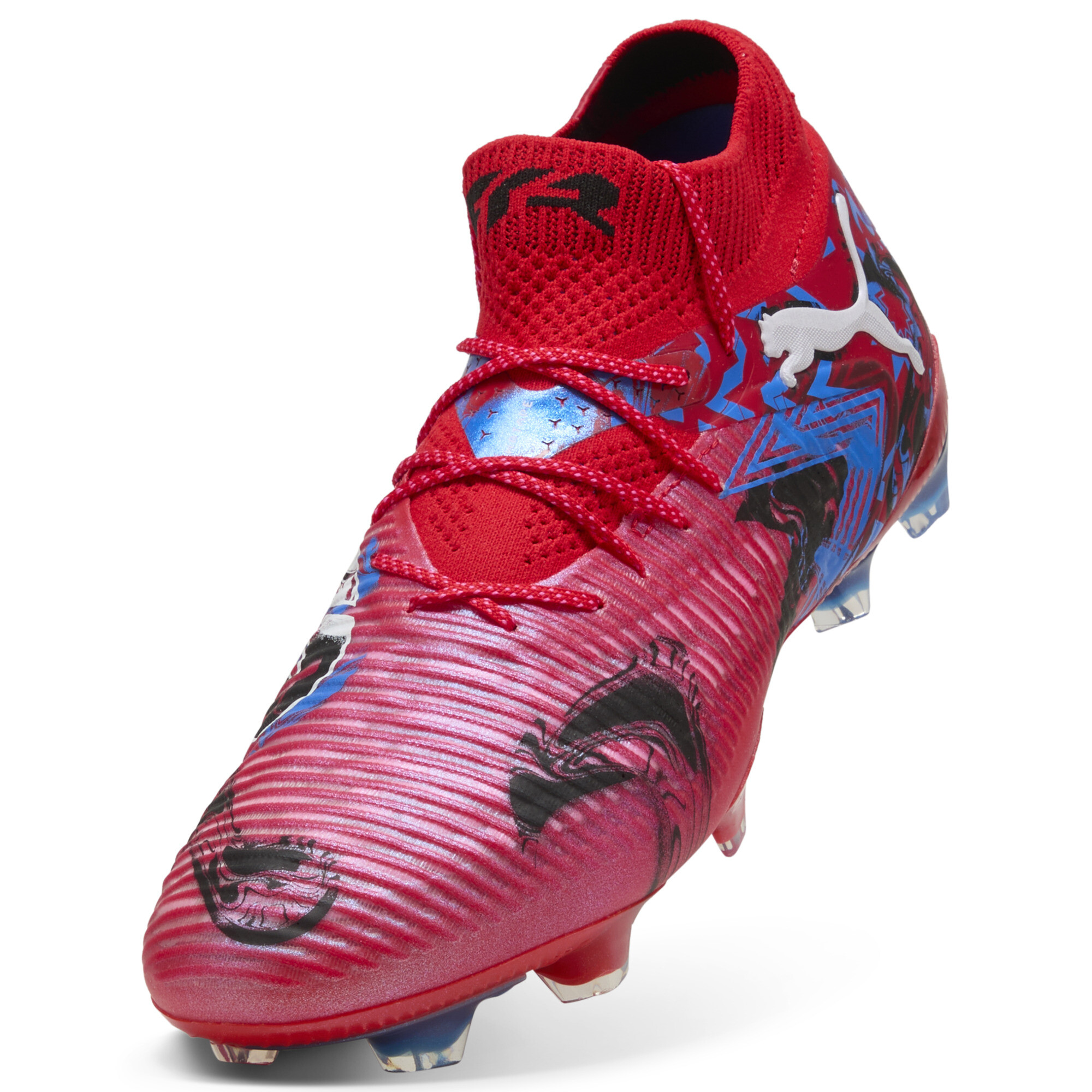 PUMA FUTURE 8 ULTIMATE PLAYMAKERS FG uniseks voetbalschoenen, Blauw/Zwart/Rood, Maat 42,5 thumbnail 3