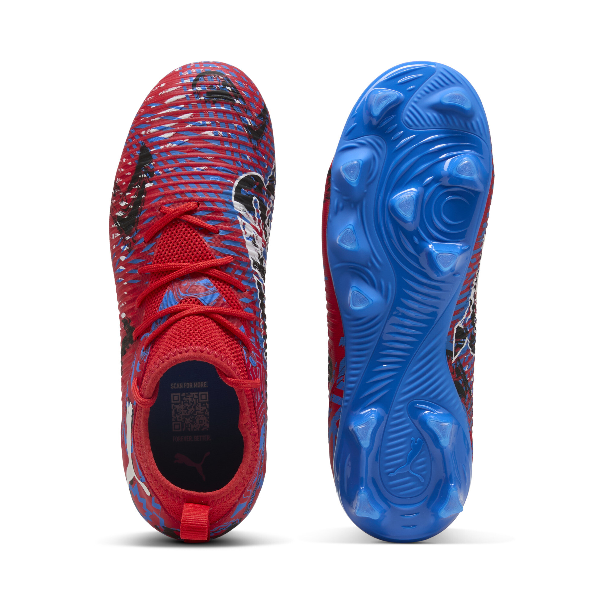 PUMA FUTURE 8 MATCH PLAYMAKERS FG/AG voetbalschoenen, Blauw/Zwart/Rood, Maat 32 thumbnail 4