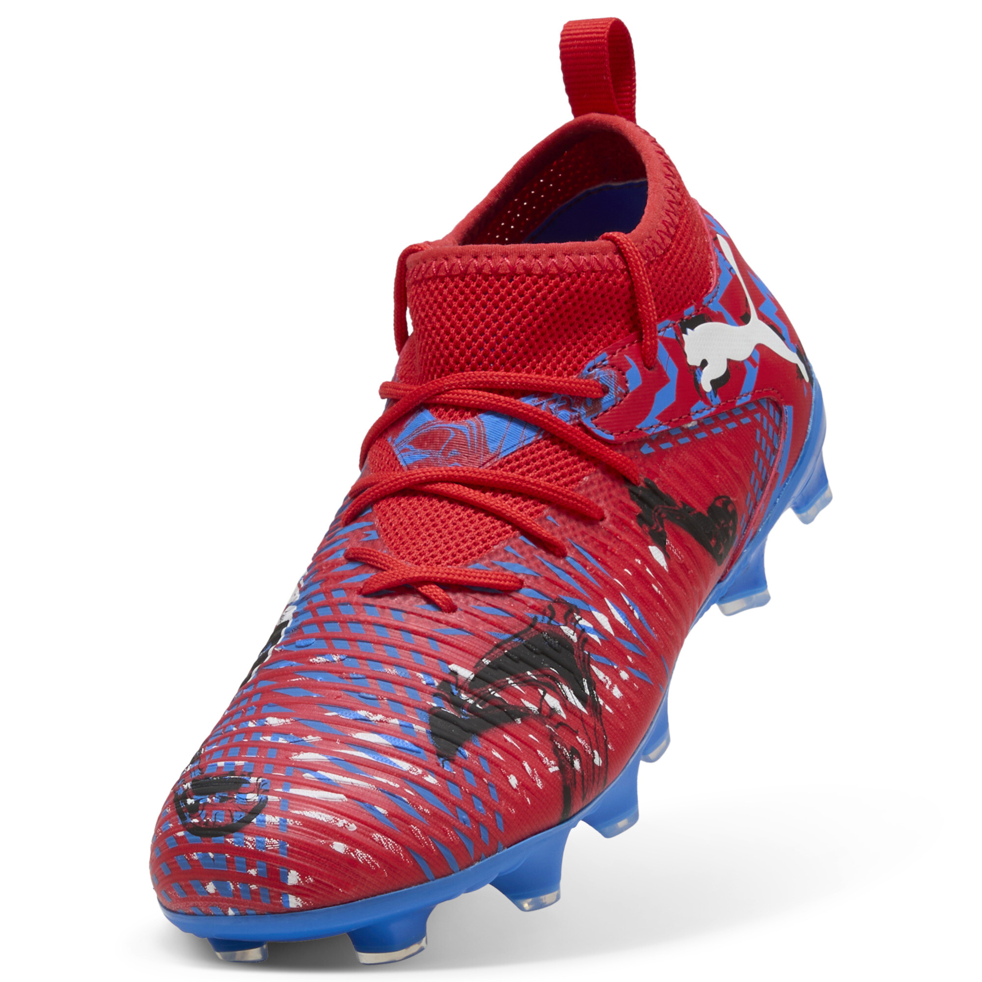 PUMA FUTURE 8 MATCH PLAYMAKERS FG/AG voetbalschoenen, Blauw/Zwart/Rood, Maat 32 thumbnail 2