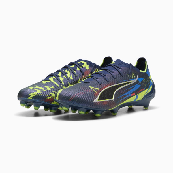 ULTRA 6 ULTIMATE DARE TO FG Football Boots Unisex, Persian Blue-Puma Aged Silver-PUMA Black-Lime Squeeze, large-MEX