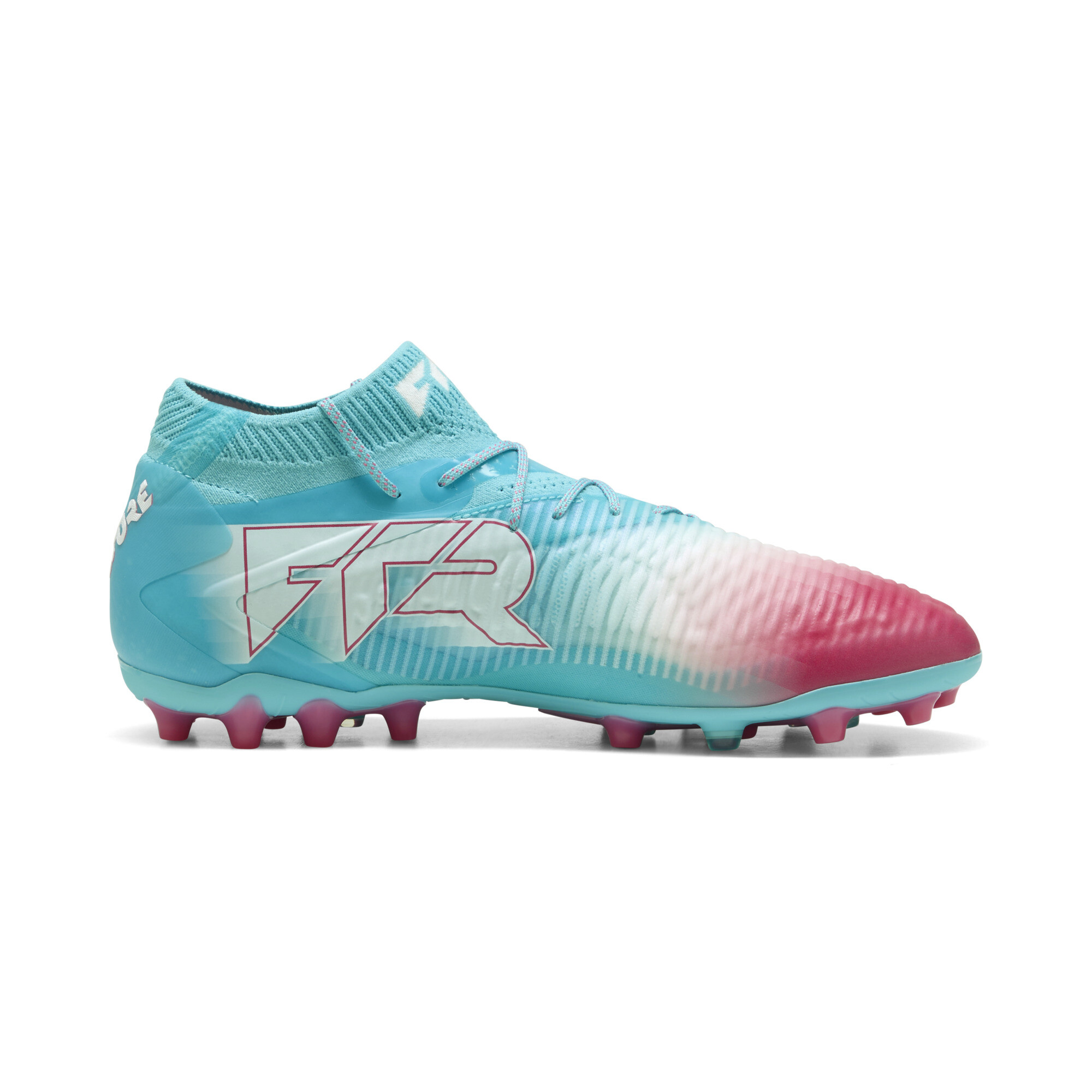 PUMA FUTURE 8 ULTIMATE RE-CHARGE MG voetbalschoenen uniseks, Blauw/Roze/Wit, Maat 40 thumbnail 4