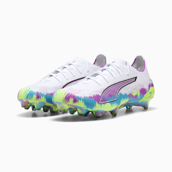 Tacos de fútbol ULTRA 6 ULTIMATE FG para mujer, PUMA White-Fizzy Apple-Bright Aqua-Pure Magenta, large-MEX