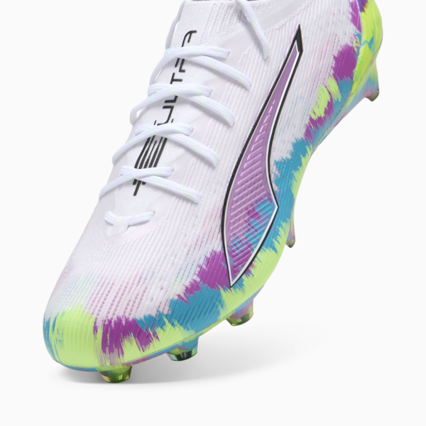 Tacos de fútbol ULTRA 6 ULTIMATE FG para mujer, PUMA White-Fizzy Apple-Bright Aqua-Pure Magenta, large-MEX