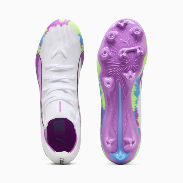 Tacos de fútbol ULTRA 6 MATCH+ BRILLIANCE FG/AG para mujer, PUMA White-Fizzy Apple-Bright Aqua-Pure Magenta, large-MEX