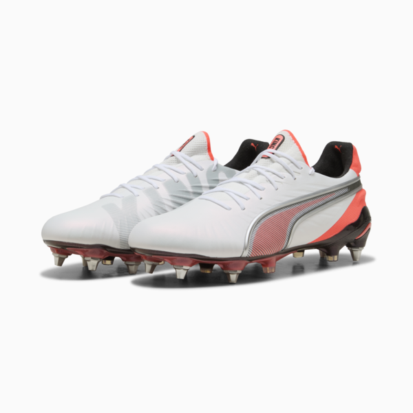 KING ULTIMATE FG/AG Football Boots Unisex, PUMA White-PUMA Silver-Glowing Red-PUMA Black, large-ZAF
