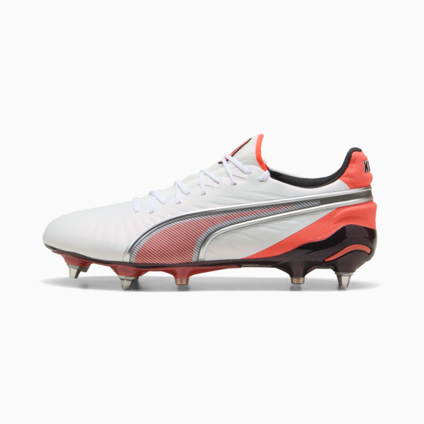 KING ULTIMATE FG/AG Football Boots Unisex, PUMA White-PUMA Silver-Glowing Red-PUMA Black, large-ZAF