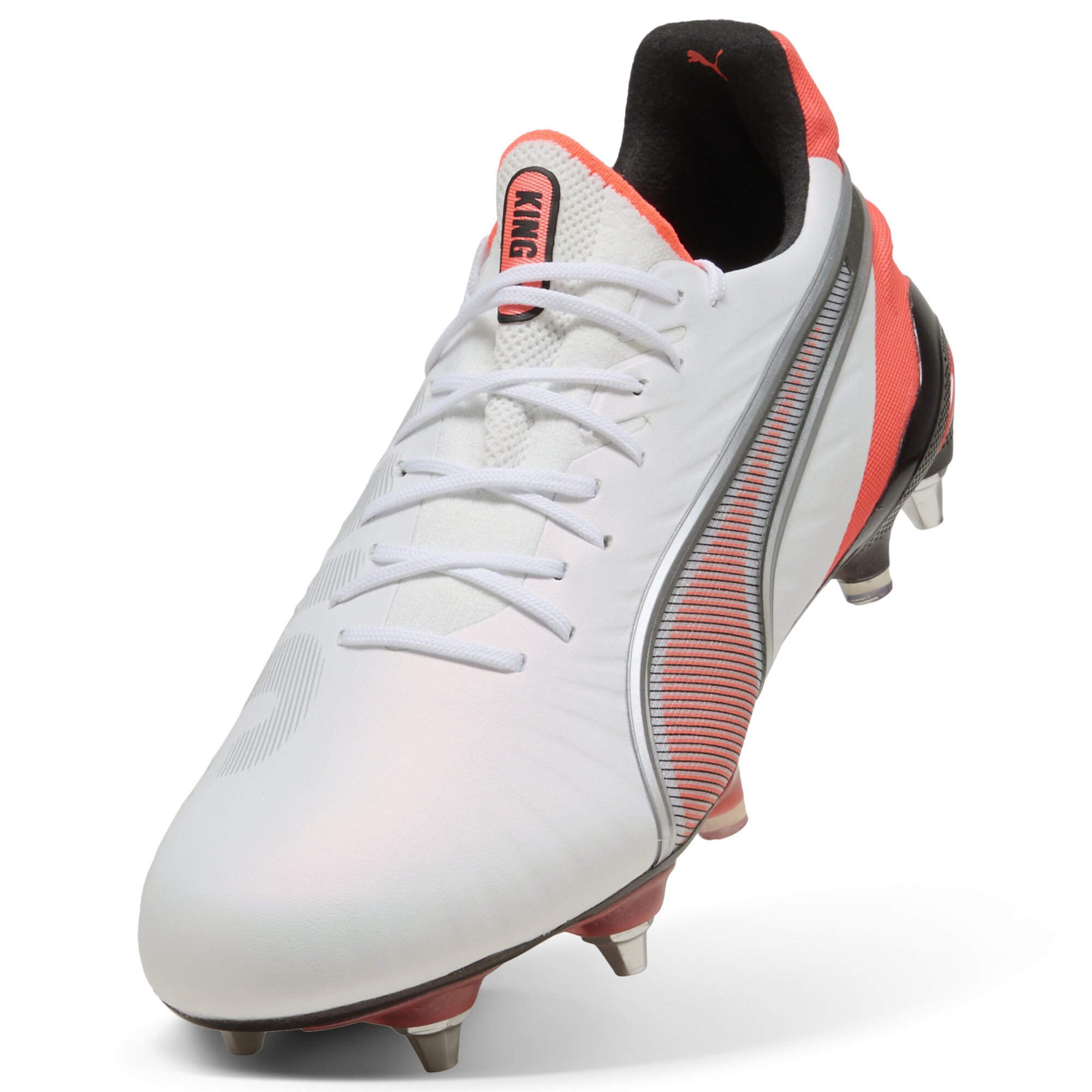 PUMA KING ULTIMATE MxSG uniseks voetbalschoenen, Rood/Wit/Zilver, Maat 40 thumbnail 2