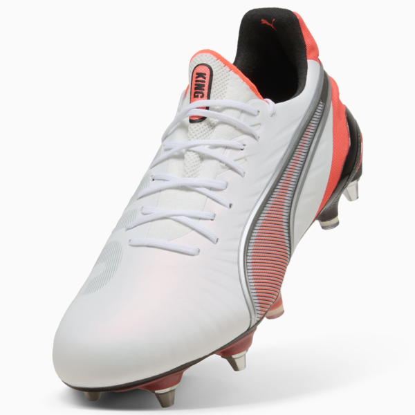 KING ULTIMATE FG/AG Football Boots Unisex, PUMA White-PUMA Silver-Glowing Red-PUMA Black, large-ZAF