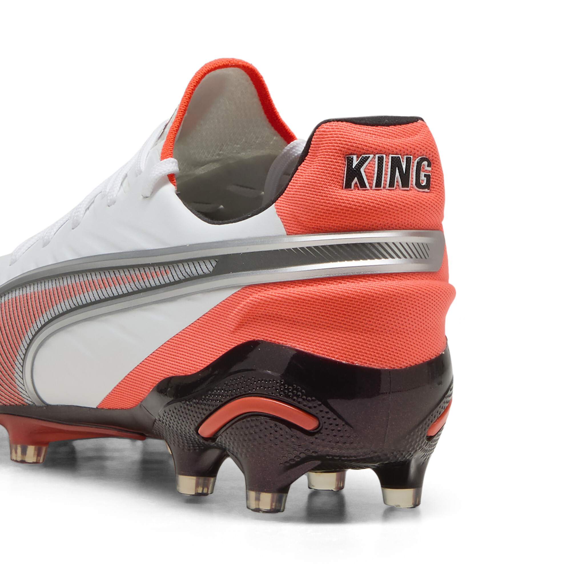 PUMA KING ULTIMATE FG/AG uniseks voetbalschoenen, Rood/Wit/Zilver, Maat 42,5 thumbnail 5