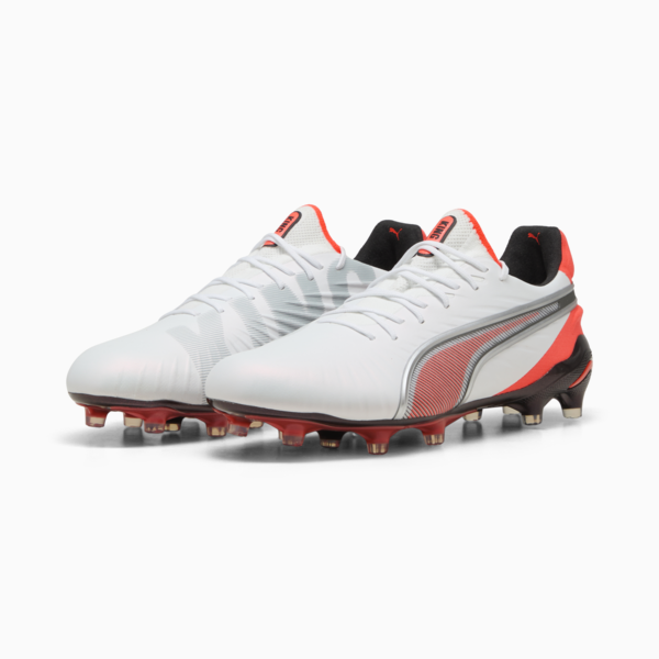 KING ULTIMATE FG/AG Football Boots Unisex, PUMA White-PUMA Silver-Glowing Red-PUMA Black, large-ZAF