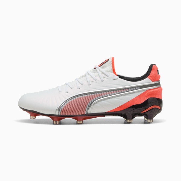 KING ULTIMATE FG/AG Football Boots Unisex, PUMA White-PUMA Silver-Glowing Red-PUMA Black, large-ZAF