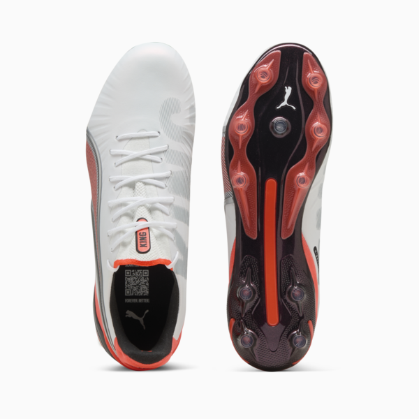 KING ULTIMATE FG/AG Football Boots Unisex, PUMA White-PUMA Silver-Glowing Red-PUMA Black, large-ZAF