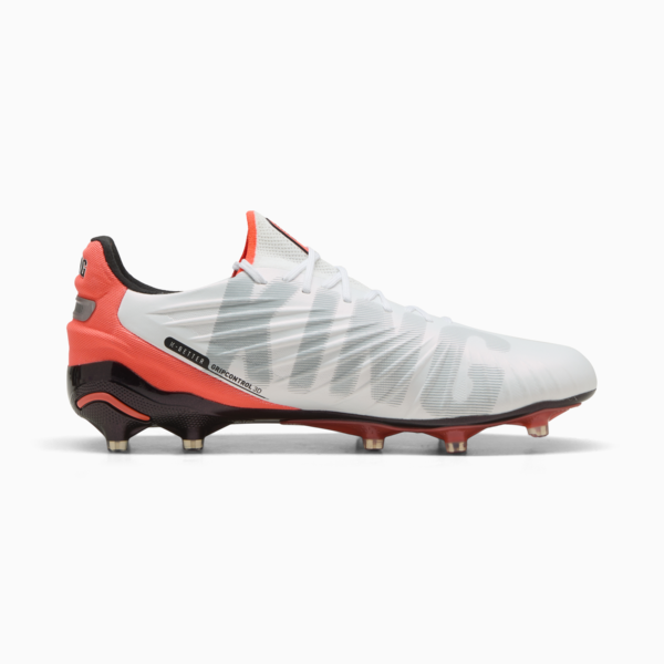 KING ULTIMATE FG/AG Football Boots Unisex, PUMA White-PUMA Silver-Glowing Red-PUMA Black, large-ZAF