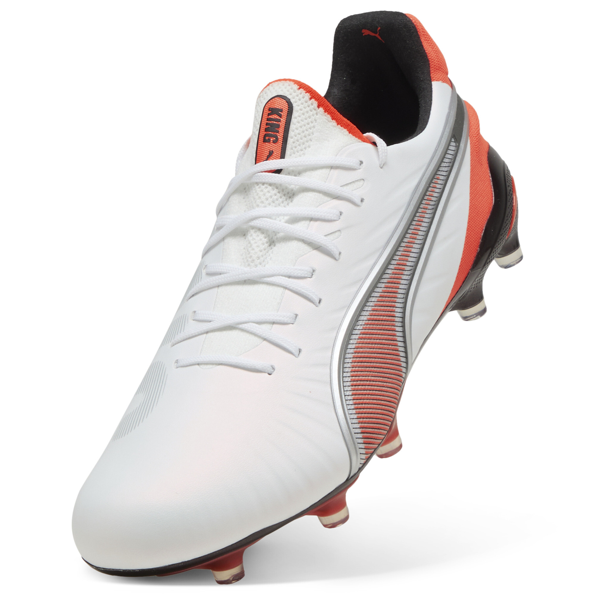 PUMA KING ULTIMATE FG/AG uniseks voetbalschoenen, Rood/Wit/Zilver, Maat 42,5 thumbnail 2
