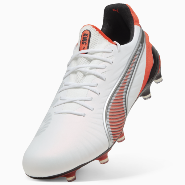KING ULTIMATE FG/AG Football Boots Unisex, PUMA White-PUMA Silver-Glowing Red-PUMA Black, large-ZAF