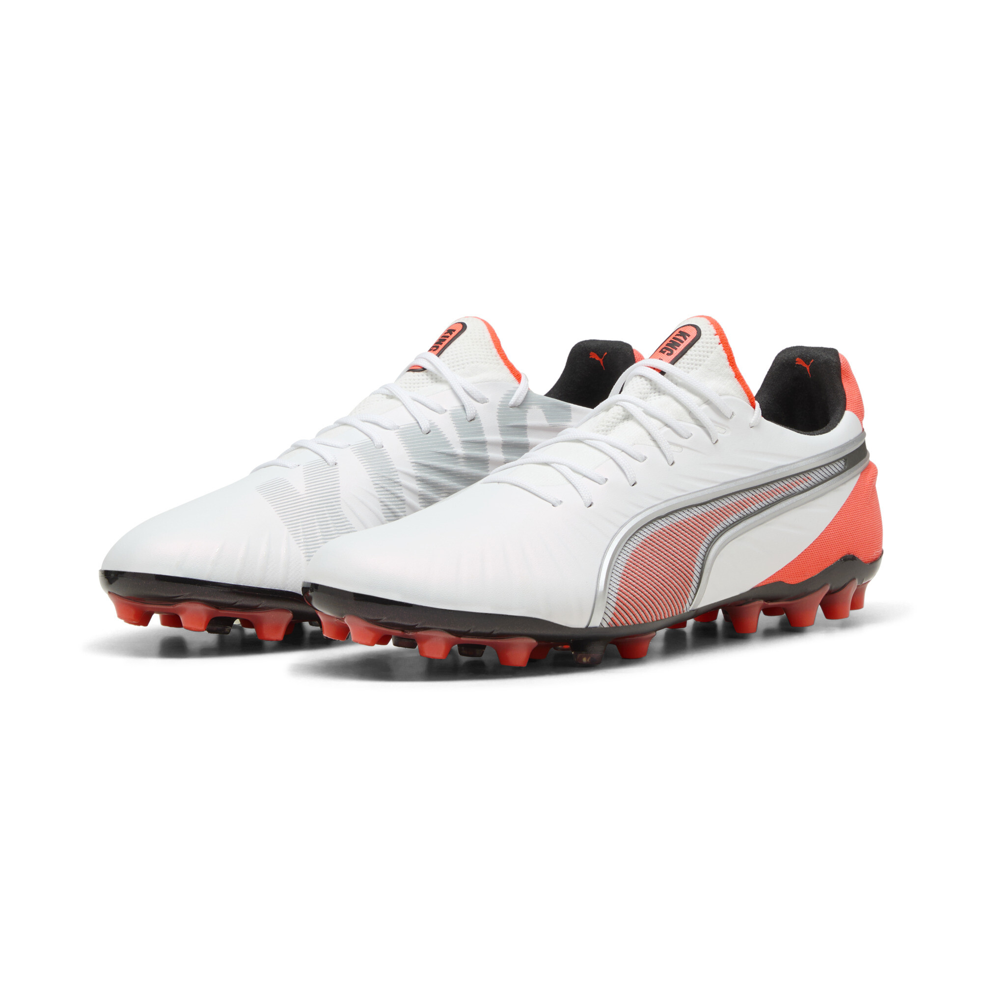 PUMA KING ULTIMATE MG uniseks voetbalschoenen, Rood/Wit/Zilver, Maat 44 thumbnail 6