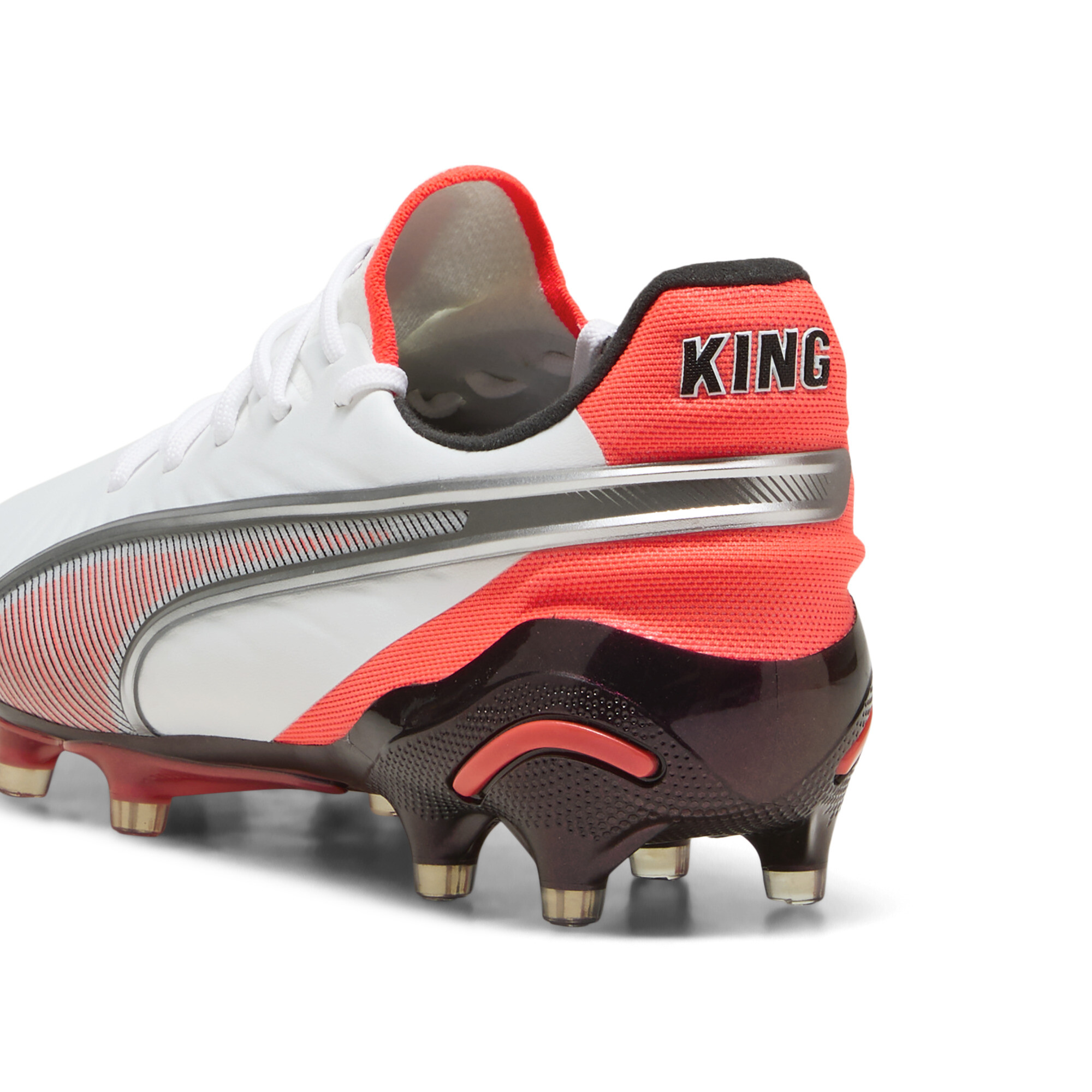 PUMA KING ULTIMATE FG/AG voetbalschoenen voor Dames, Rood/Wit/Zilver, Maat 37 thumbnail 5