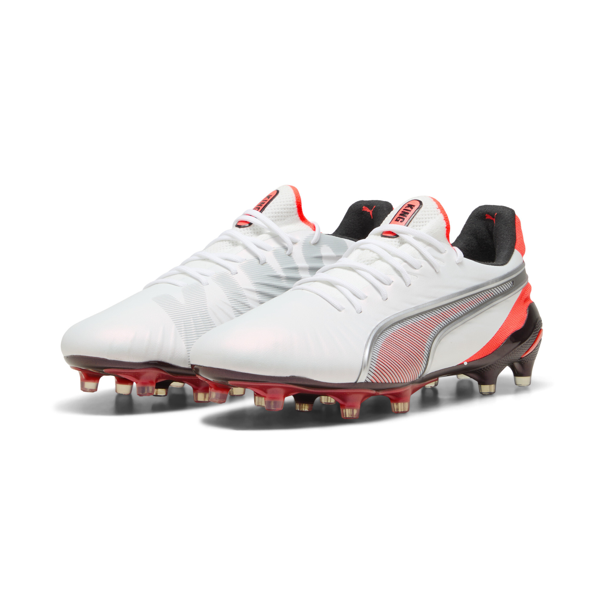 PUMA KING ULTIMATE FG/AG voetbalschoenen voor Dames, Rood/Wit/Zilver, Maat 37 thumbnail 6