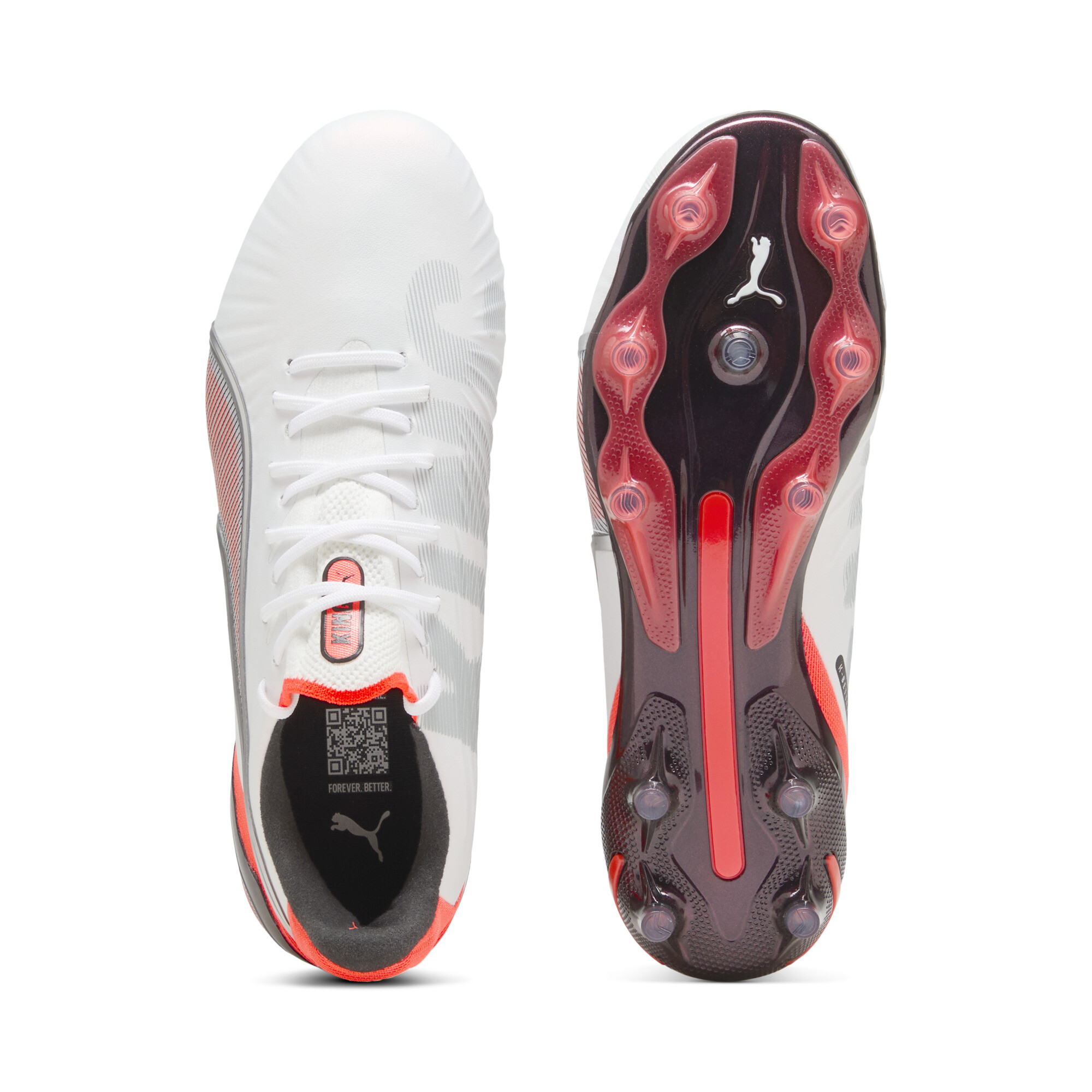 PUMA KING ULTIMATE FG/AG voetbalschoenen voor Dames, Rood/Wit/Zilver, Maat 37 thumbnail 4