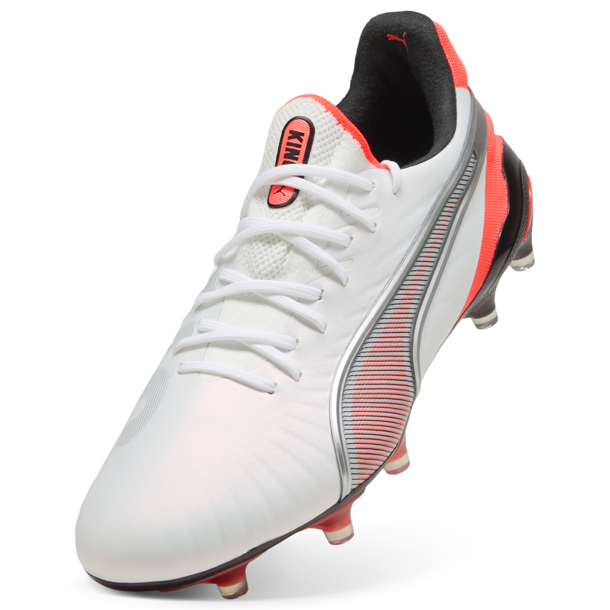 PUMA KING ULTIMATE FG/AG voetbalschoenen voor Dames, Rood/Wit/Zilver, Maat 37 thumbnail 2