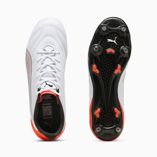 KING PRO MxSG Football Boots Unisex, PUMA White-PUMA Silver-Glowing Red, large-ZAF