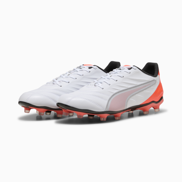 KING PRO FG/AG Football Boots Unisex, PUMA White-PUMA Silver-Glowing Red, large-ZAF