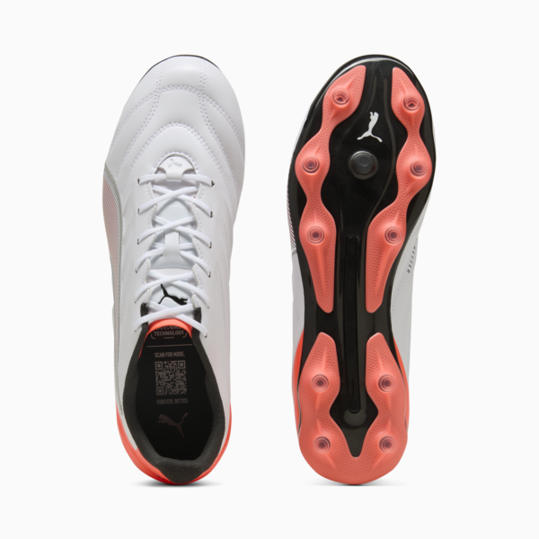 KING PRO FG/AG Football Boots Unisex, PUMA White-PUMA Silver-Glowing Red, large-ZAF