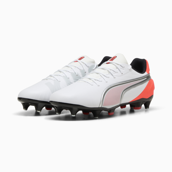KING MATCH MxSG Football Boots Unisex, PUMA White-PUMA Silver-Glowing Red, large-ZAF