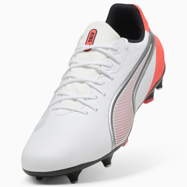 KING MATCH MxSG Football Boots Unisex, PUMA White-PUMA Silver-Glowing Red, large-ZAF